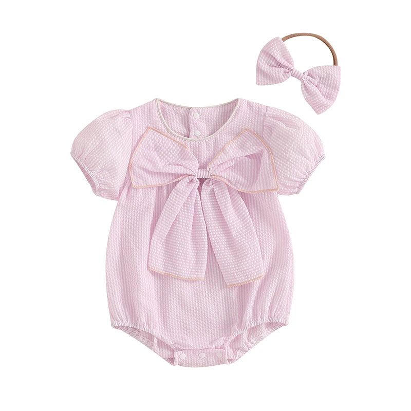 Sweet Whimsy Pastel Bow Romper Set