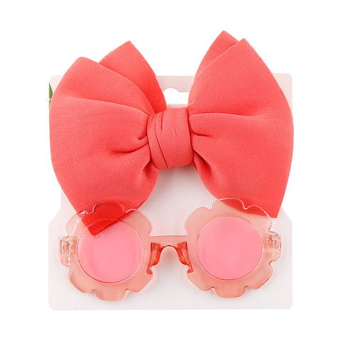 Flower Shape Sunglasses + Hair Bow Set