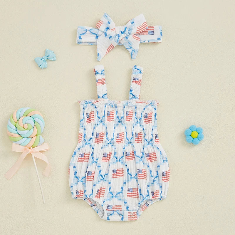 Girls' Star-Spangled Sweethearts Romper Set