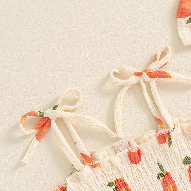 Girls' Peach & Petal Romper Set