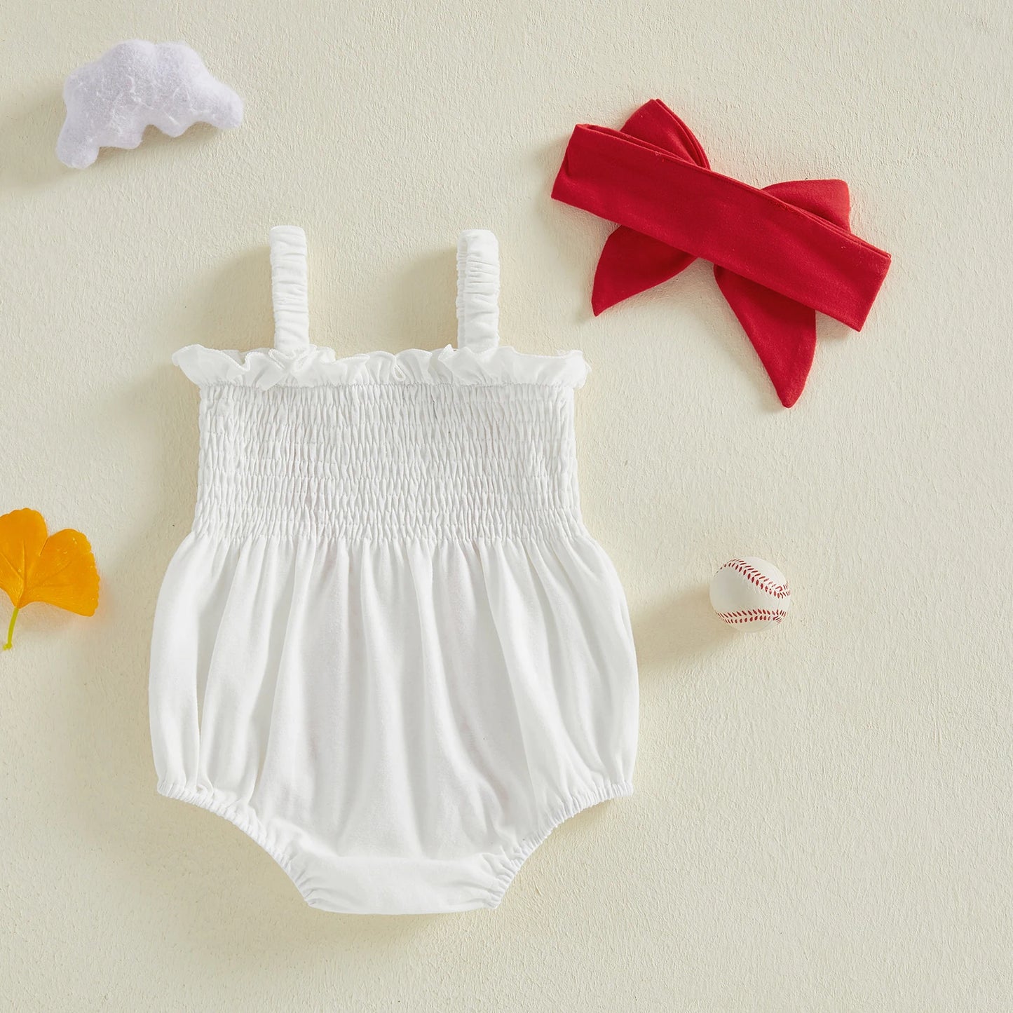 Little Slugger Smocked Bubble Romper Set