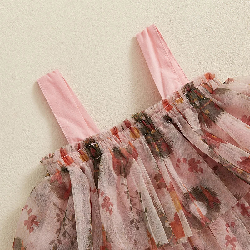 Pink Wreath Flower Tulle Dress