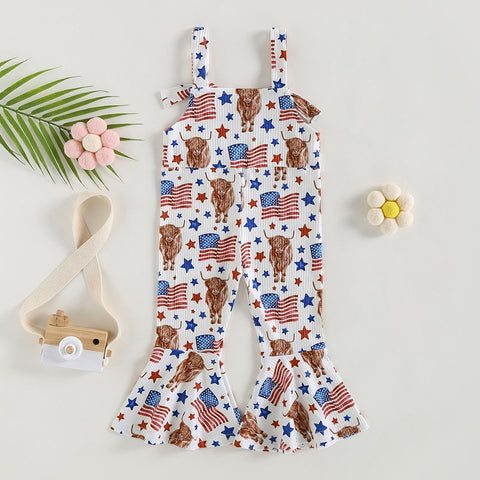 Girls' Independence Day Flared Pants Jumpsuit
