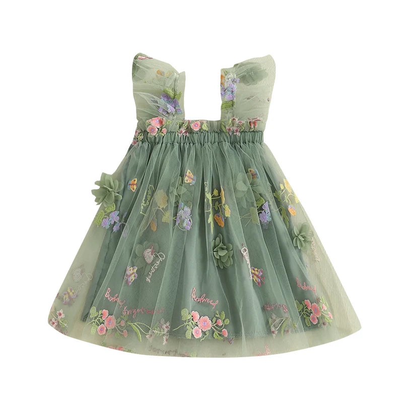 Girls' Floral Tulle Dress