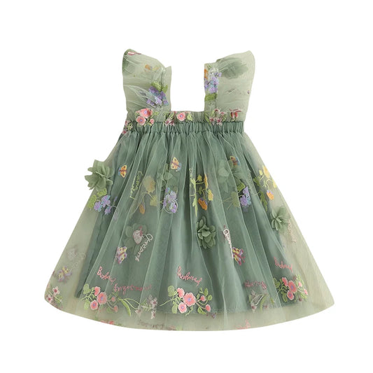 Girls' Floral Tulle Dress