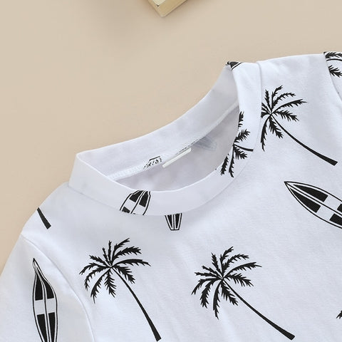 Boys' Palm Print T-Shirt Elastic Shorts