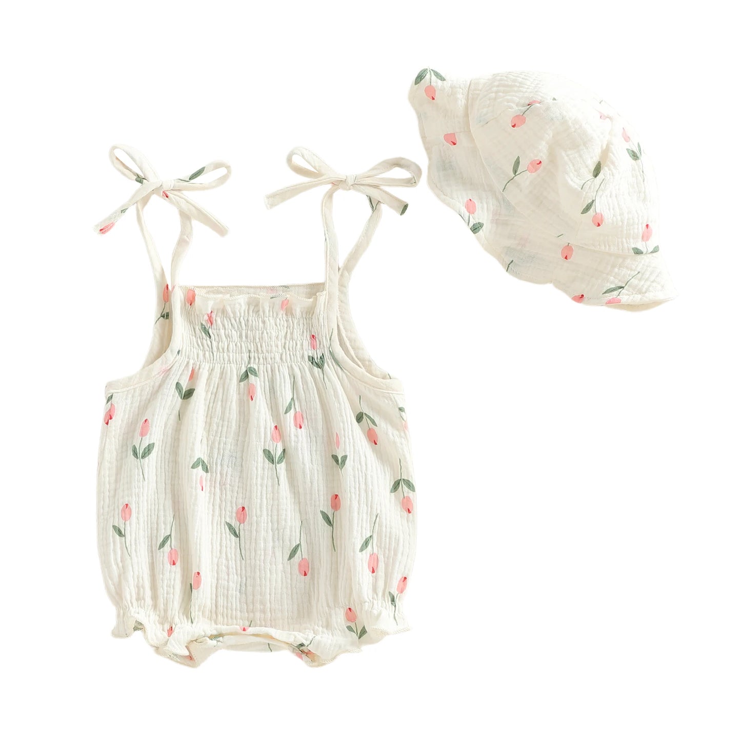 Sunny Days Muslin Romper & Sun Hat Set