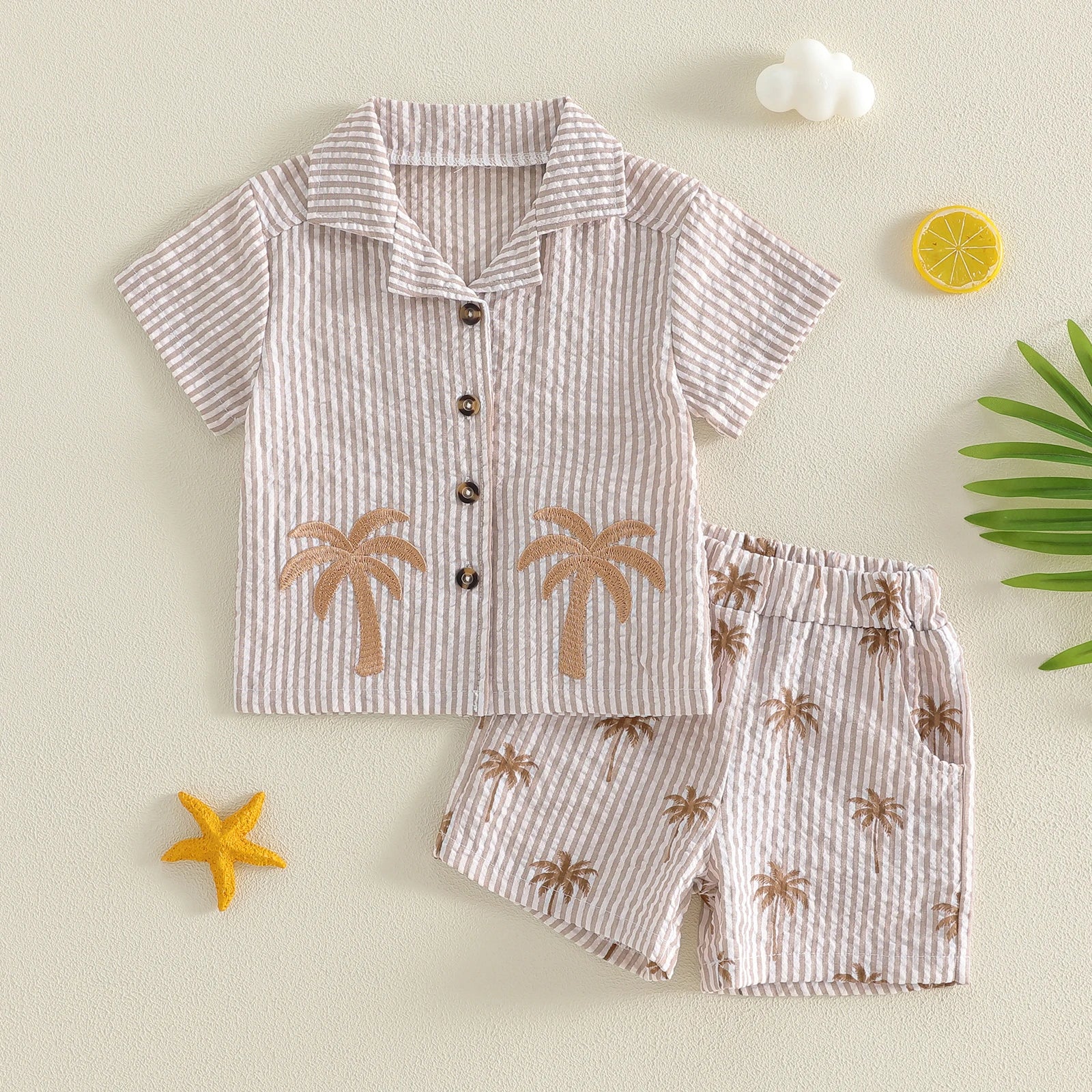 Little Palm Seersucker Set