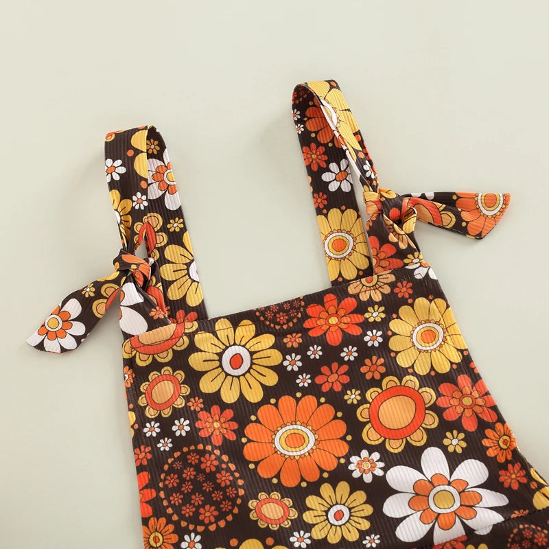 Girls' Flower Power Flare Overalls