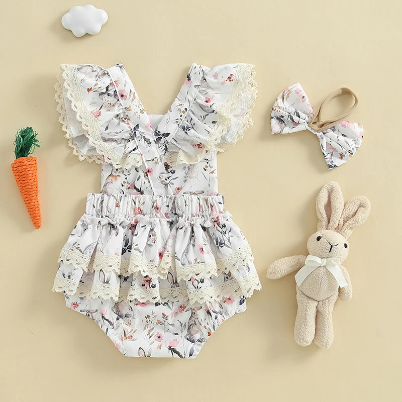 Bunny Blossom Lace Romper Set