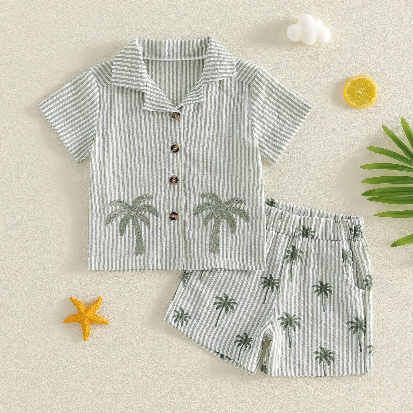 Little Palm Seersucker Set