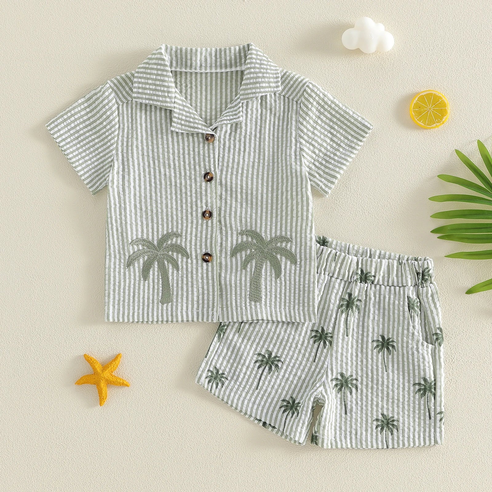 Little Palm Seersucker Set