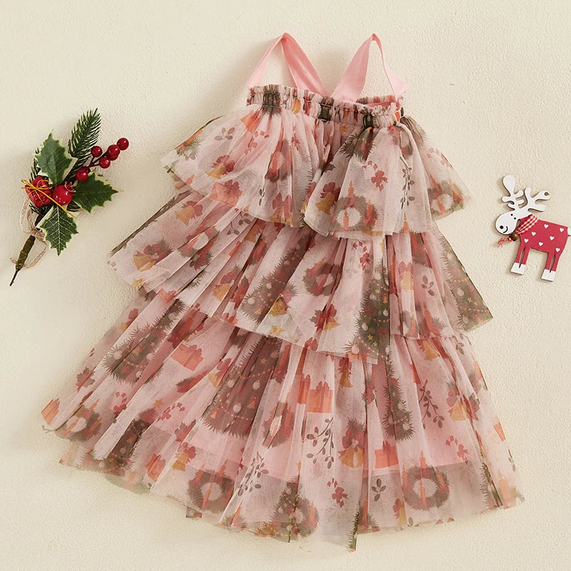 Pink Wreath Flower Tulle Dress