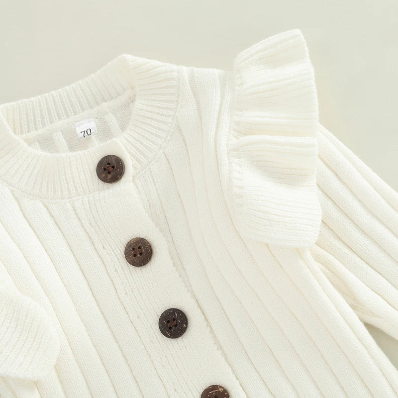 Cozy Ruffle Knit Button Jumpsuit