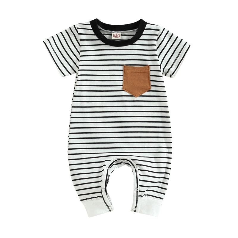 Boys' Contrast Color Striped Jumpsuit
