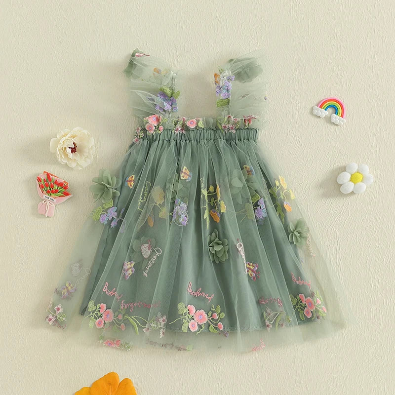 Girls' Floral Tulle Dress