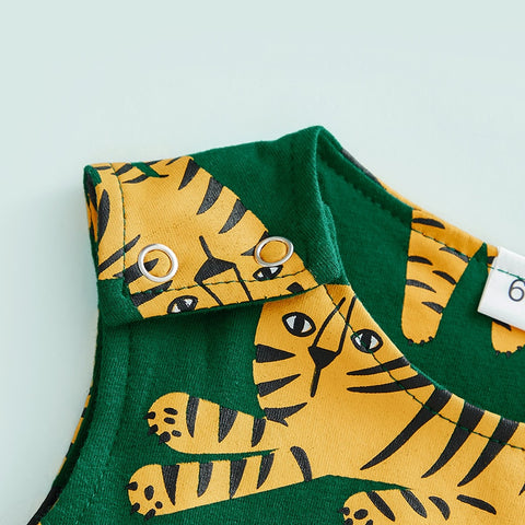 Tiger Print Sleeveless Jumpsuit