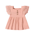 Girls' Crotched Flutter Sleeve Dress