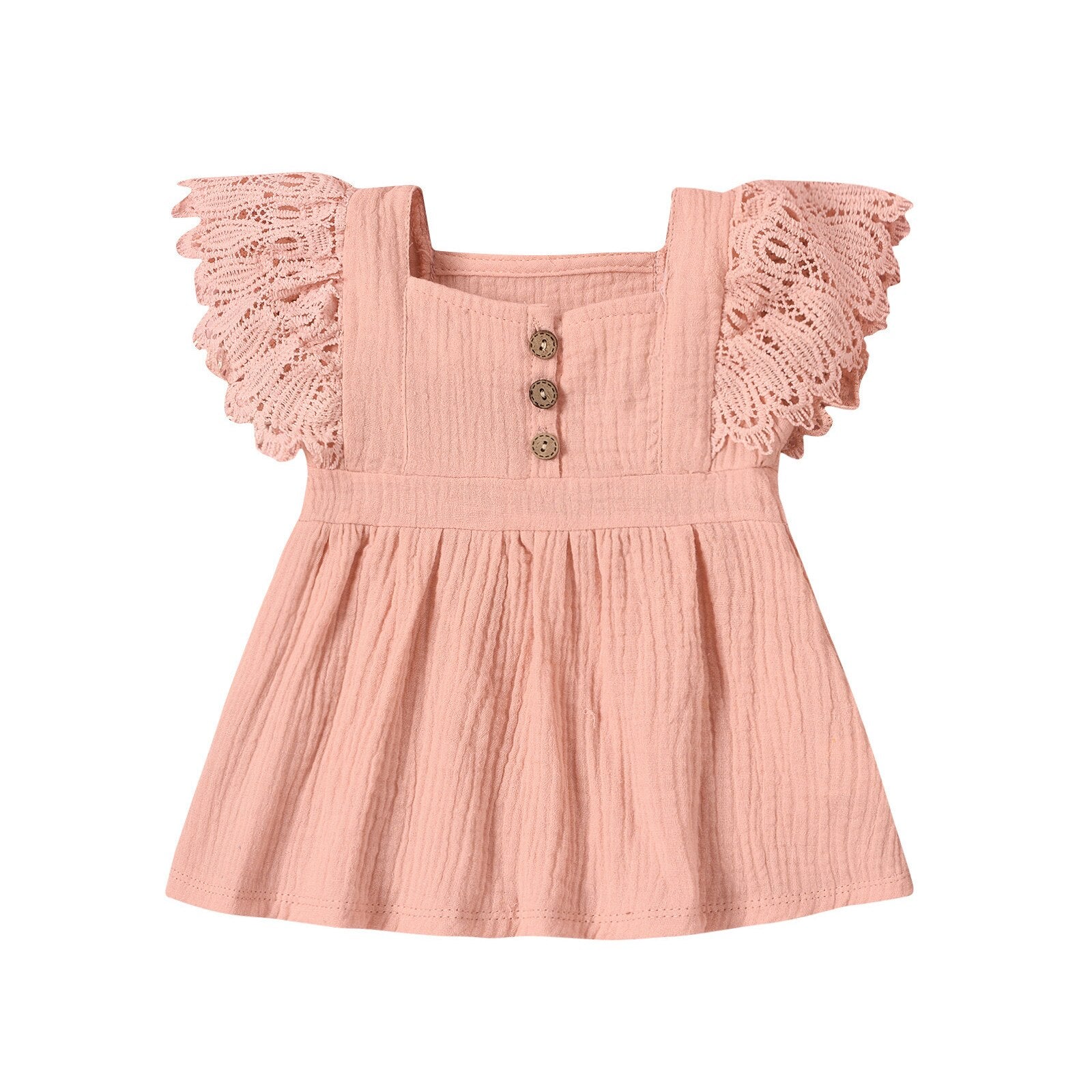 Girls' Crotched Flutter Sleeve Dress