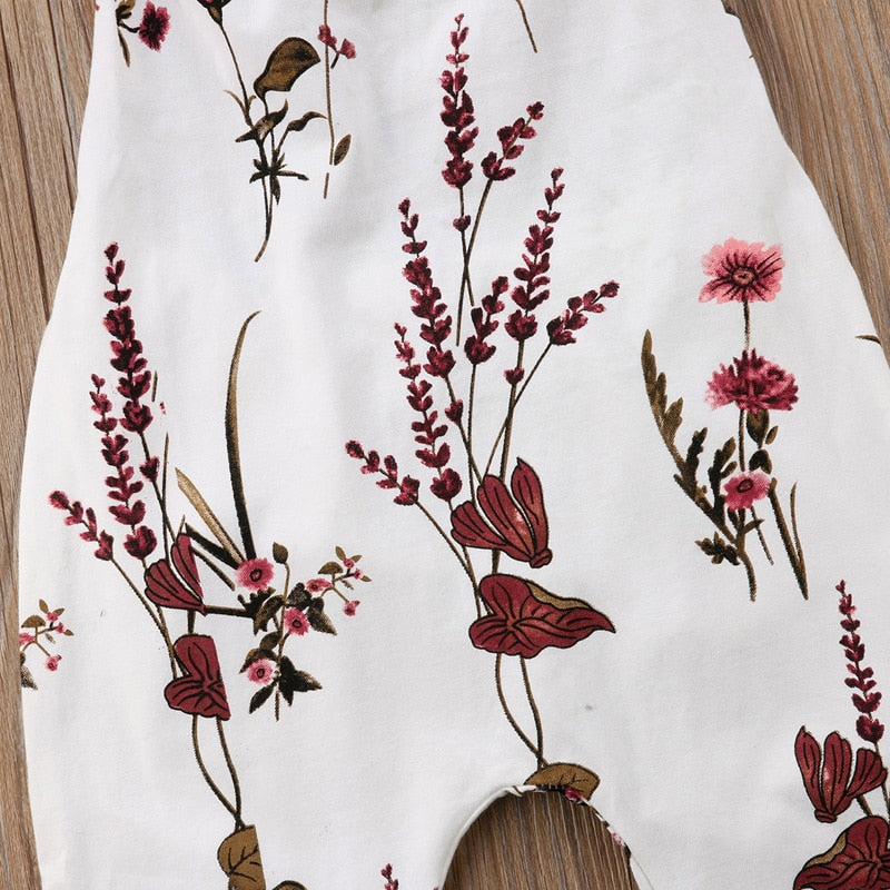 Girls' White Floral Halter Jumpsuit