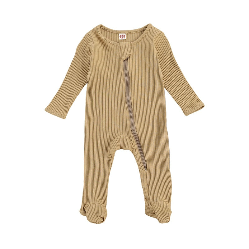 Longsleeve Ribbed Knit Baby Jumpsuit