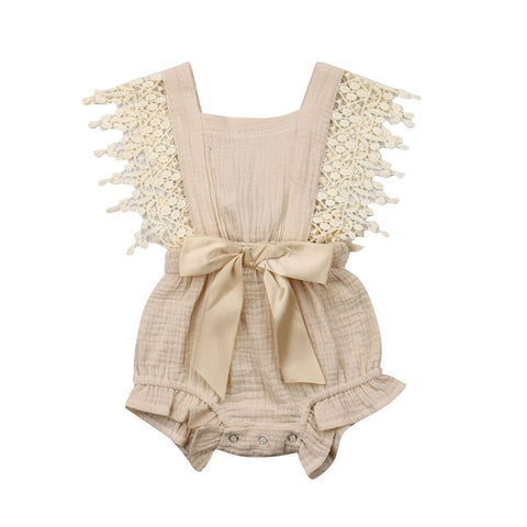 Girls' Sleeveless Bow-knot Romper