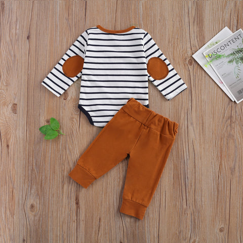 Boys' Striped Long-Sleeved Onesie & Sweatpant Set