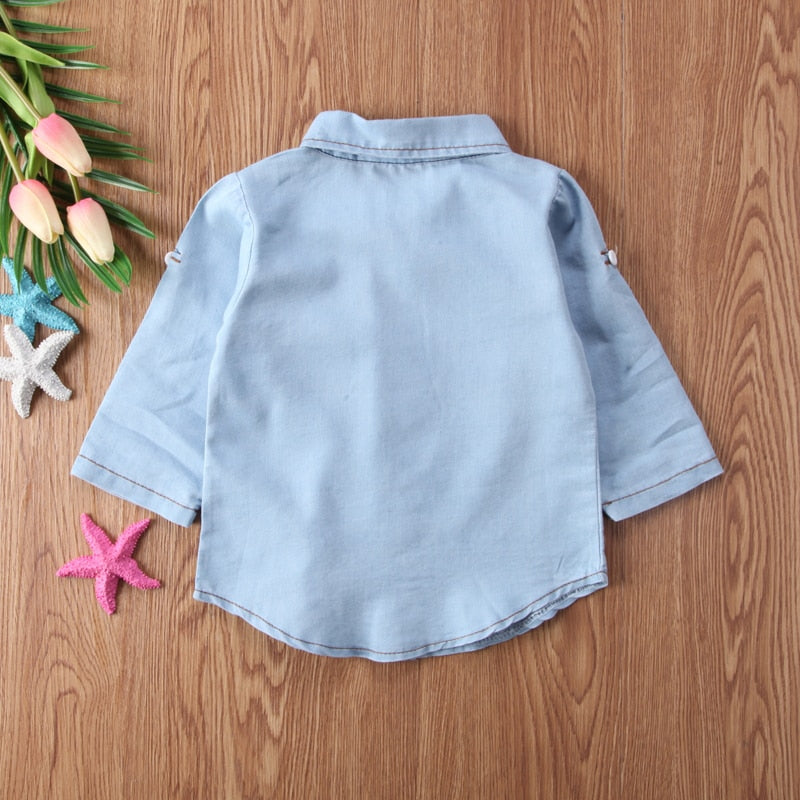 Kids' Long-Sleeved Soft Denim Shirt