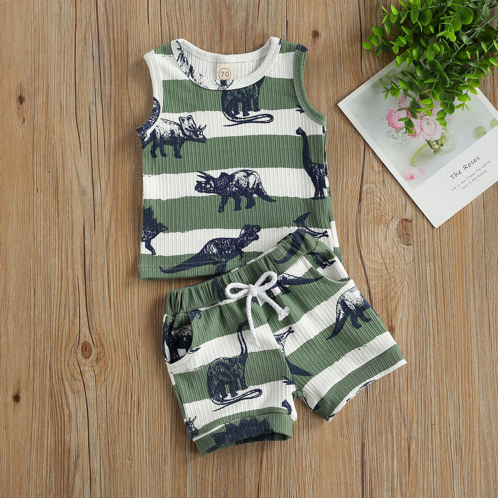 Boys' Sleeveless Dino Print Short Set