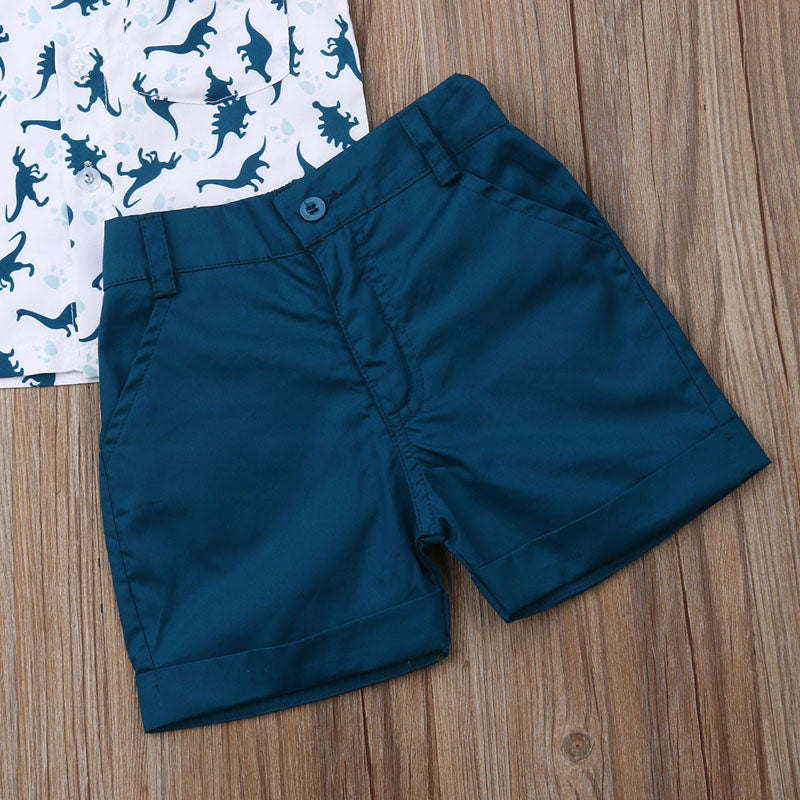 Boys' Blue Dino Short-Sleeved Short Set