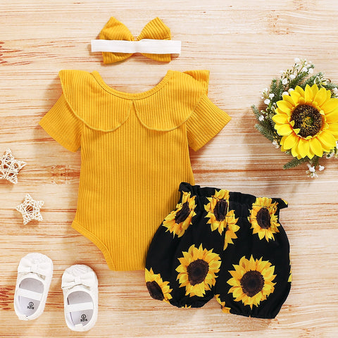 Girls' Sunflower Shorts & Onesie Set