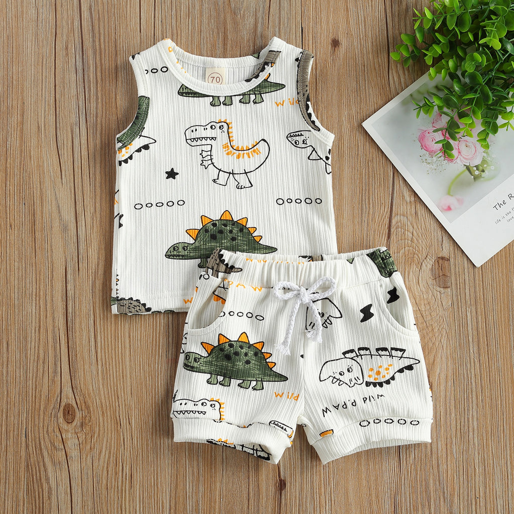 Boys' Sleeveless Dino Print Short Set