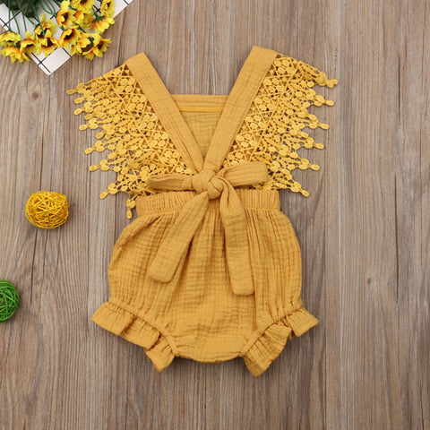 Girls' Sleeveless Bow-knot Romper