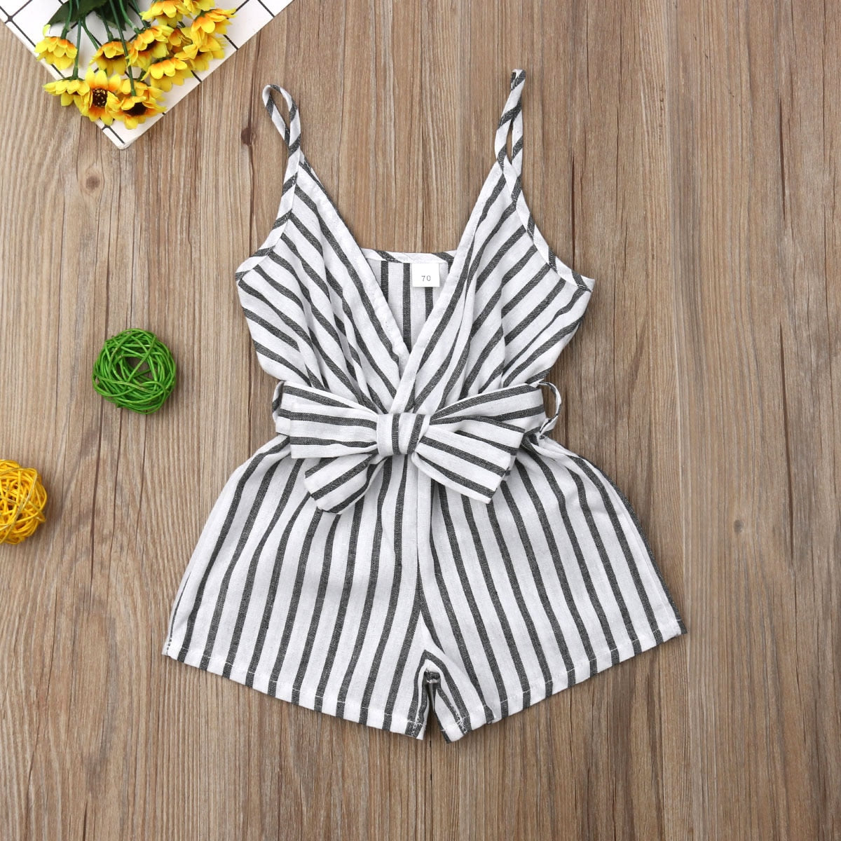 Girls' Striped Sleeveless Romper