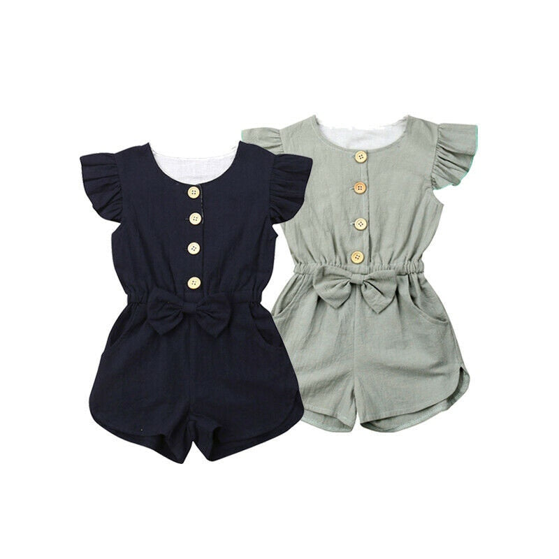Girls' Solid Color Romper