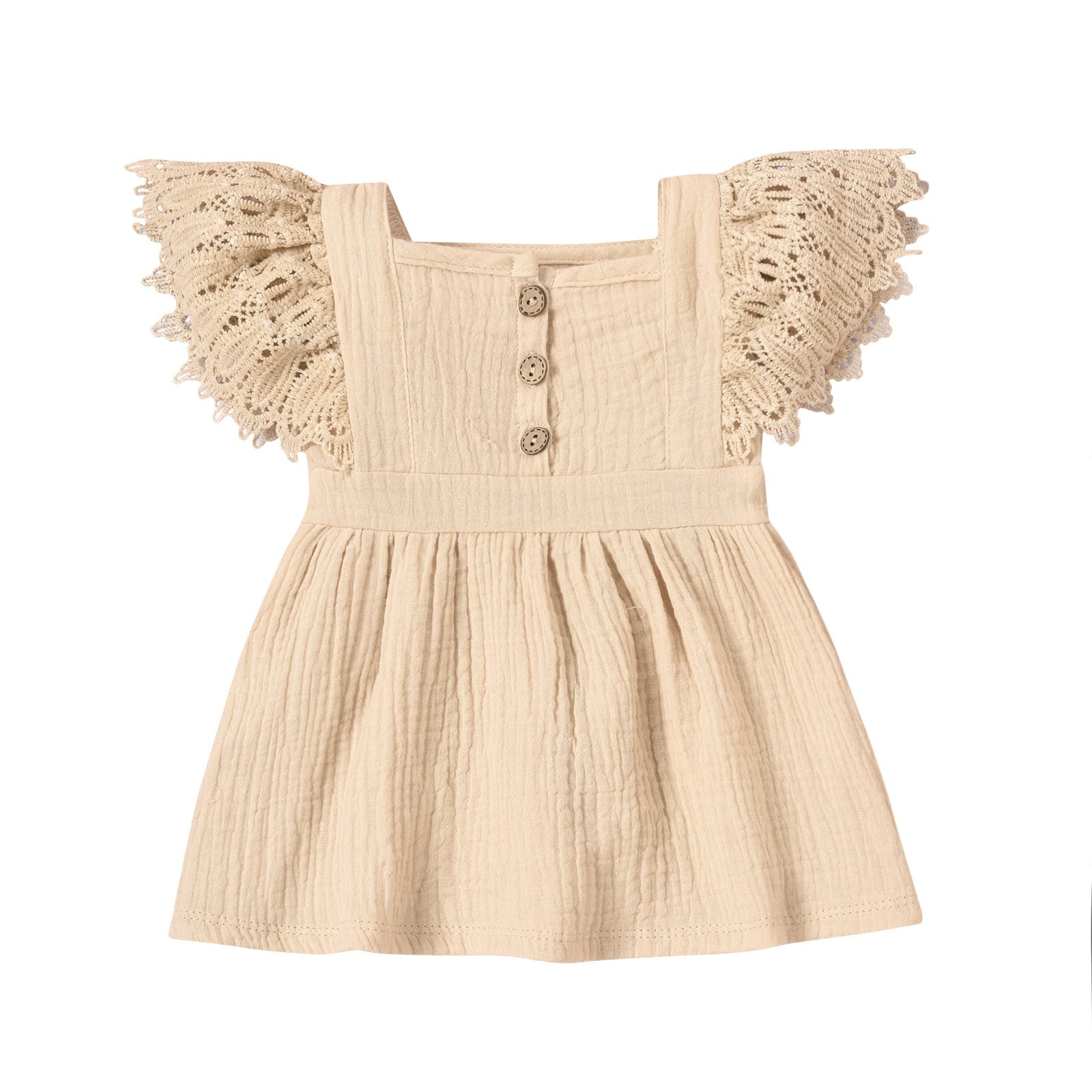 Girls' Crotched Flutter Sleeve Dress