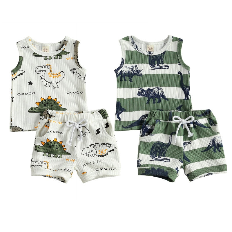 Boys' Sleeveless Dino Print Short Set