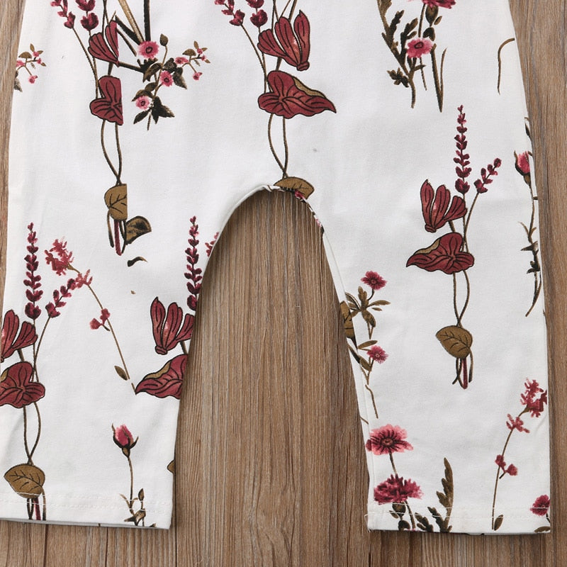 Girls' White Floral Halter Jumpsuit