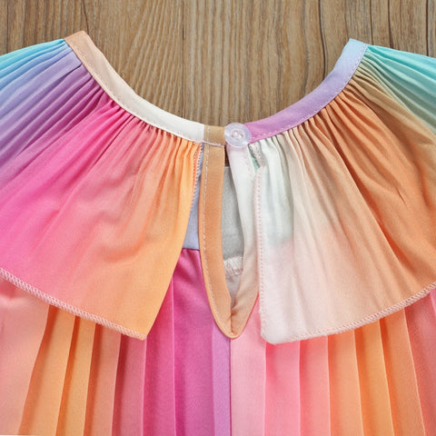 Girls' Pleated Rainbow Dress
