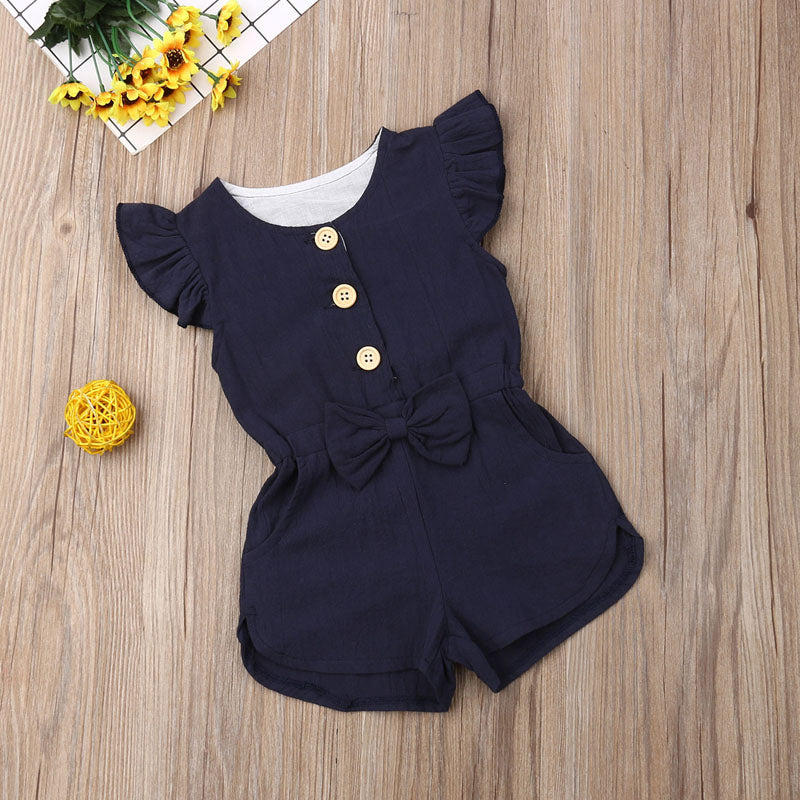 Girls' Solid Color Romper