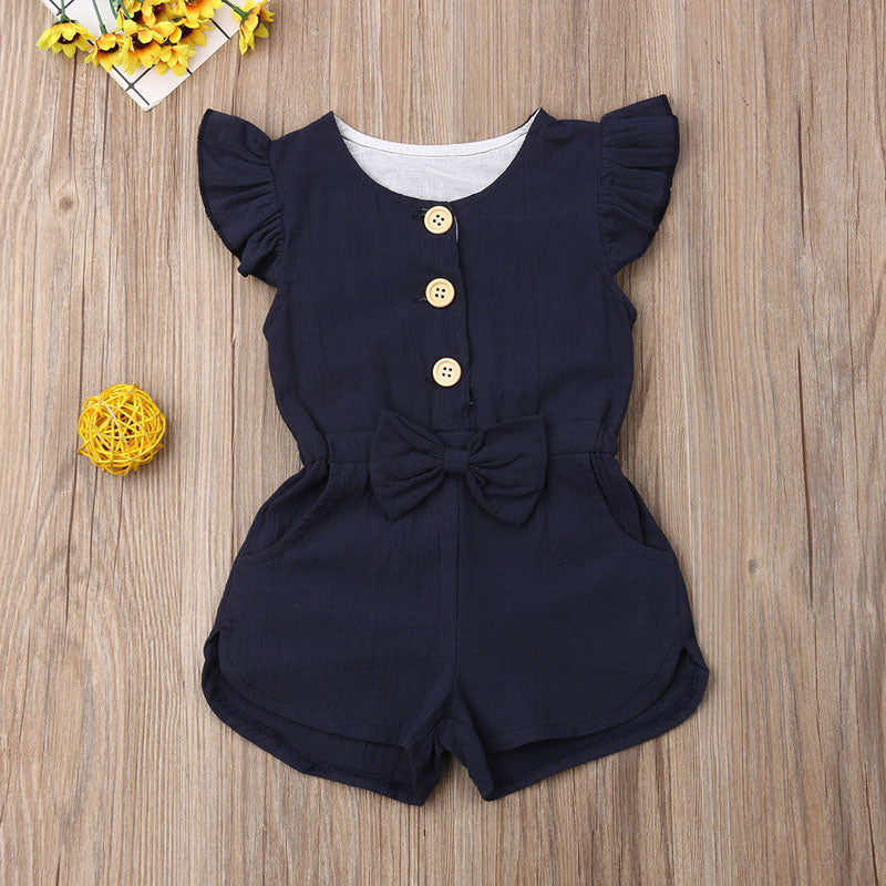 Girls' Solid Color Romper