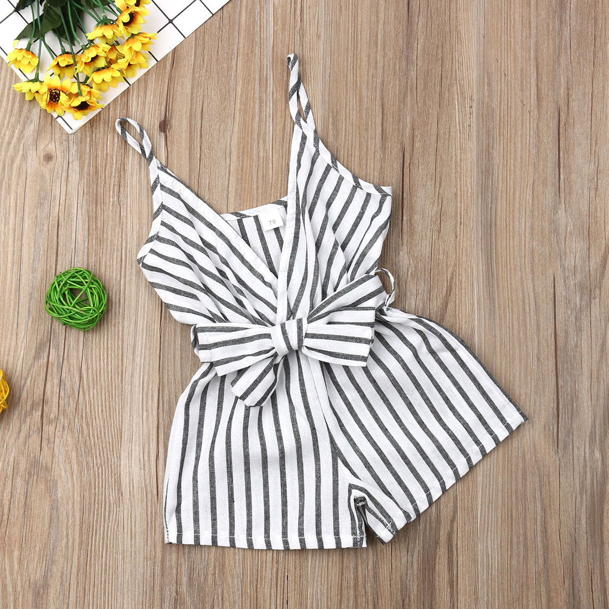 Girls' Striped Sleeveless Romper