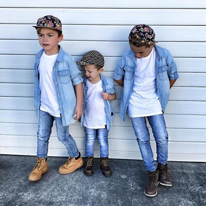 Kids' Long-Sleeved Soft Denim Shirt