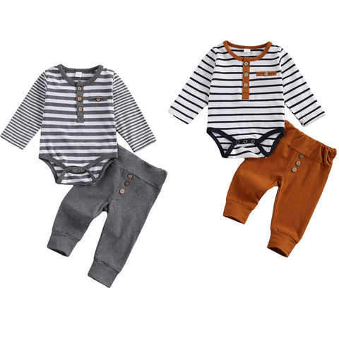 Boys' Striped Long-Sleeved Onesie & Sweatpant Set