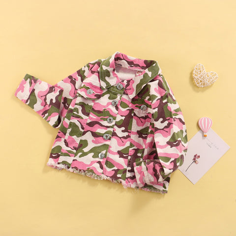 Kids' Pink Camouflage Denim Jacket