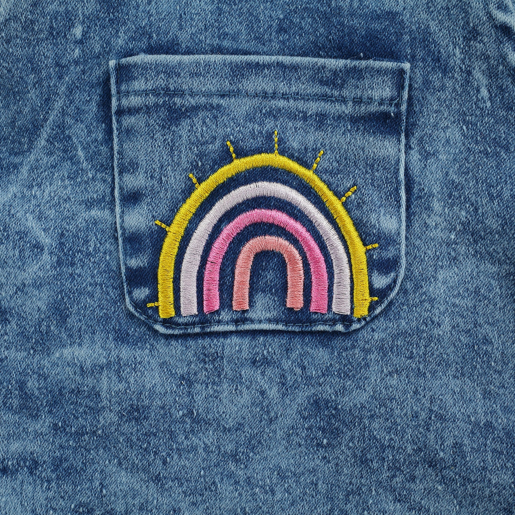 Girls' Rainbow Denim Romper