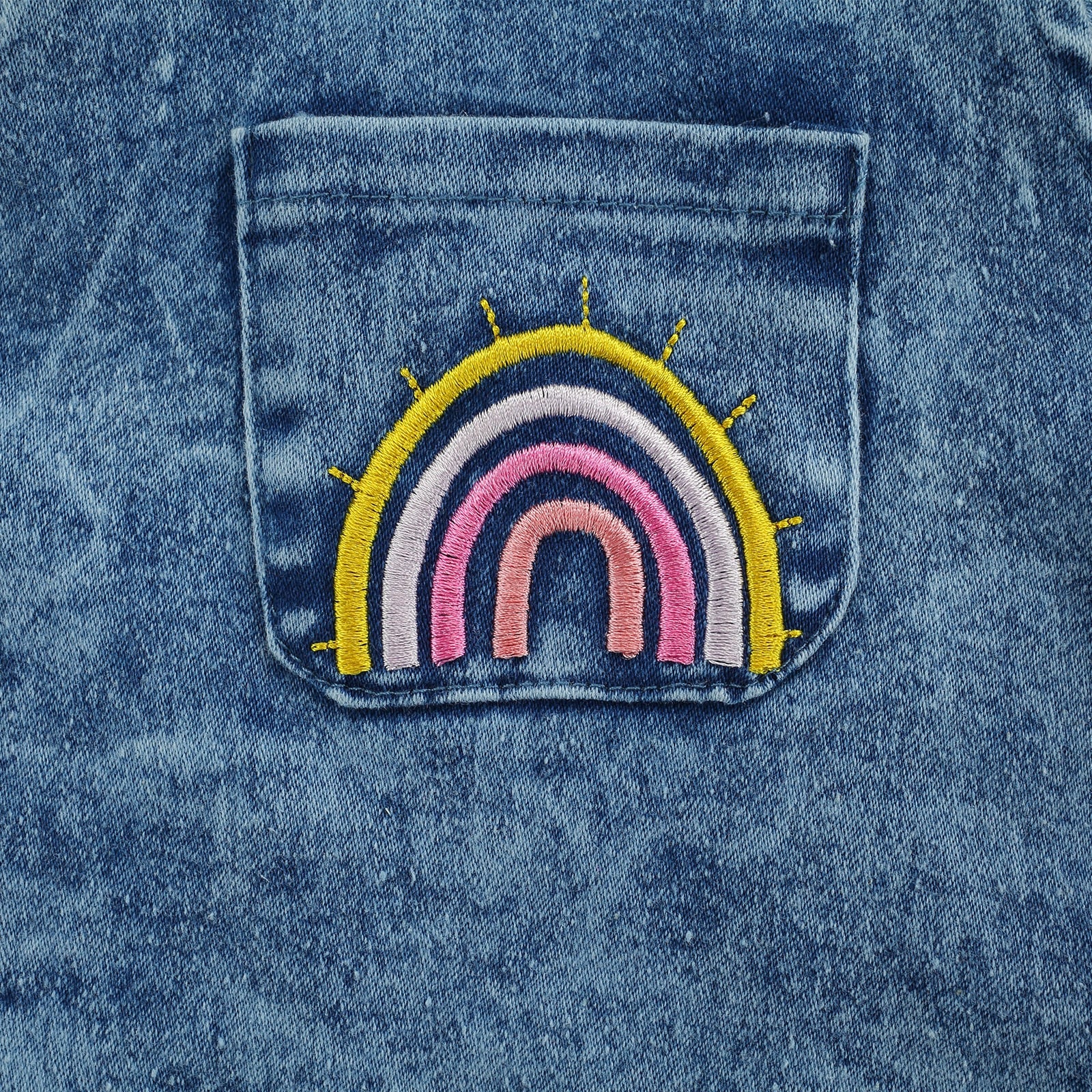 Girls' Rainbow Denim Romper