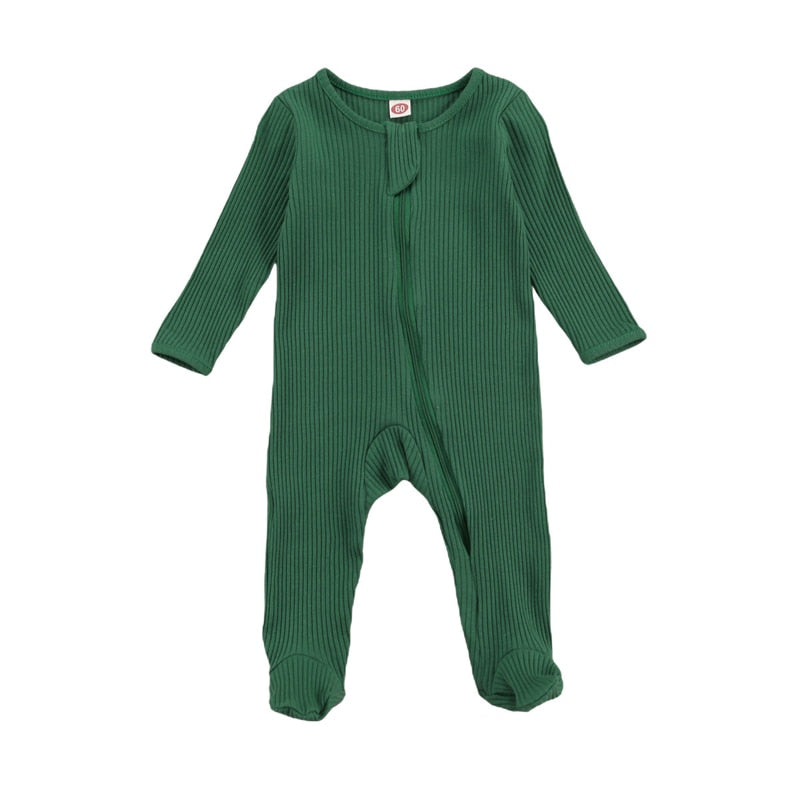 Longsleeve Ribbed Knit Baby Jumpsuit