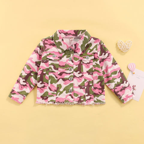 Kids' Pink Camouflage Denim Jacket