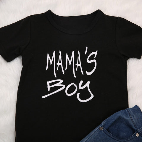 Boys' Mama's Boy T-Shirt & Denim Short Set